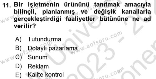 Sağlık İşletmeciliği 1 Dersi 2023 - 2024 Yılı (Final) Dönem Sonu Sınavı 11. Soru