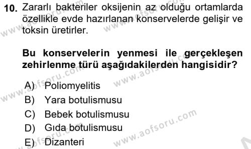 Temel Sağlık Ve Hastalık Bilgisi Dersi 2023 - 2024 Yılı (Final) Dönem Sonu Sınavı 10. Soru