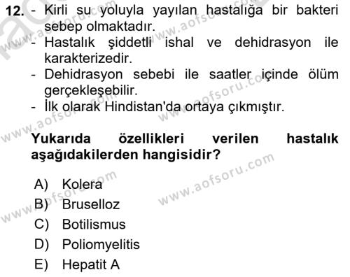 Temel Sağlık Ve Hastalık Bilgisi Dersi 2023 - 2024 Yılı (Final) Dönem Sonu Sınavı 12. Soru