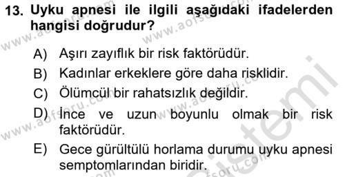 Temel Sağlık Ve Hastalık Bilgisi Dersi 2023 - 2024 Yılı (Final) Dönem Sonu Sınavı 13. Soru