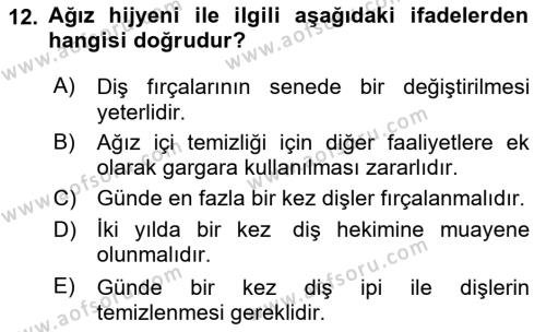 Temel Sağlık Ve Hastalık Bilgisi Dersi 2023 - 2024 Yılı Yaz Okulu Sınavı 12. Soru