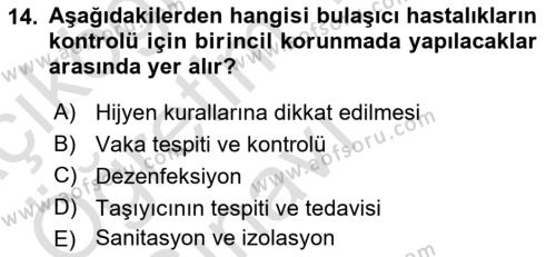 Temel Sağlık Ve Hastalık Bilgisi Dersi 2023 - 2024 Yılı Yaz Okulu Sınavı 14. Soru