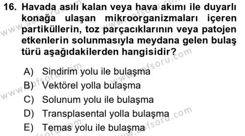 Temel Sağlık Ve Hastalık Bilgisi Dersi 2023 - 2024 Yılı Yaz Okulu Sınavı 16. Soru