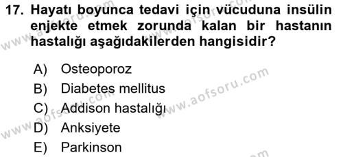 Temel Sağlık Ve Hastalık Bilgisi Dersi 2023 - 2024 Yılı Yaz Okulu Sınavı 17. Soru