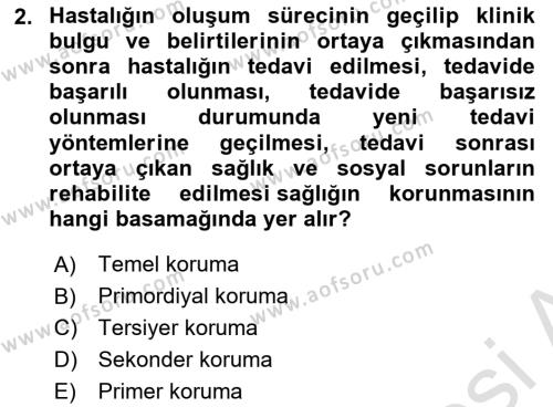 Temel Sağlık Ve Hastalık Bilgisi Dersi 2023 - 2024 Yılı Yaz Okulu Sınavı 2. Soru