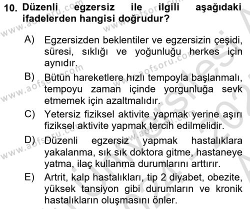 Temel Sağlık Ve Hastalık Bilgisi Dersi 2024 - 2025 Yılı (Vize) Ara Sınavı 10. Soru