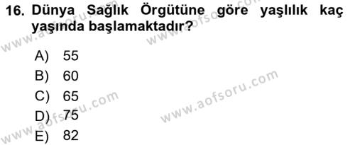 Temel Sağlık Ve Hastalık Bilgisi Dersi 2024 - 2025 Yılı (Vize) Ara Sınavı 16. Soru