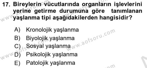 Temel Sağlık Ve Hastalık Bilgisi Dersi 2024 - 2025 Yılı (Vize) Ara Sınavı 17. Soru