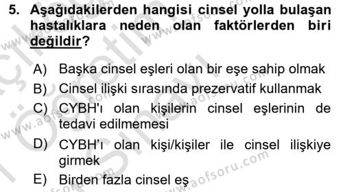 Hastalıklar Bilgisi Dersi 2020 - 2021 Yılı Yaz Okulu Sınavı 5. Soru