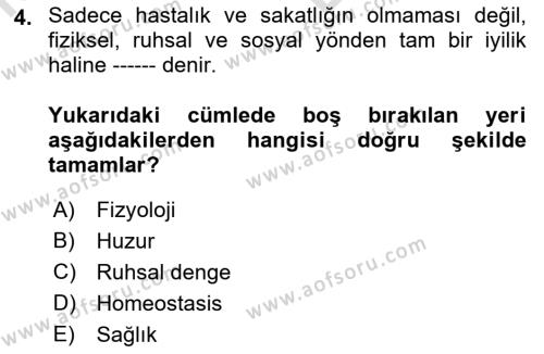 Hastalıklar Bilgisi Dersi 2021 - 2022 Yılı (Vize) Ara Sınavı 4. Soru