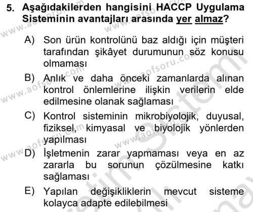 Hastalıklar Bilgisi Dersi 2021 - 2022 Yılı (Final) Dönem Sonu Sınavı 5. Soru