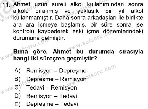 Sağlık Psikolojisi Dersi 2022 - 2023 Yılı Yaz Okulu Sınavı 11. Soru