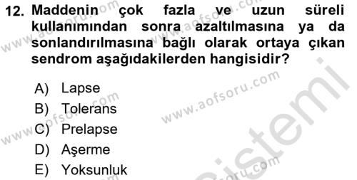 Sağlık Psikolojisi Dersi 2022 - 2023 Yılı Yaz Okulu Sınavı 12. Soru