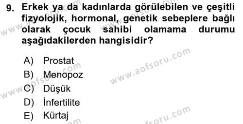 Sağlık Psikolojisi Dersi 2022 - 2023 Yılı Yaz Okulu Sınavı 9. Soru