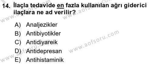 Sağlık Psikolojisi Dersi 2023 - 2024 Yılı (Vize) Ara Sınavı 14. Soru