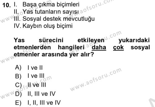 Sağlık Psikolojisi Dersi 2023 - 2024 Yılı (Final) Dönem Sonu Sınavı 10. Soru