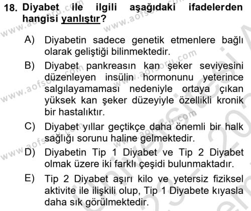 Sağlık Psikolojisi Dersi 2023 - 2024 Yılı (Final) Dönem Sonu Sınavı 18. Soru