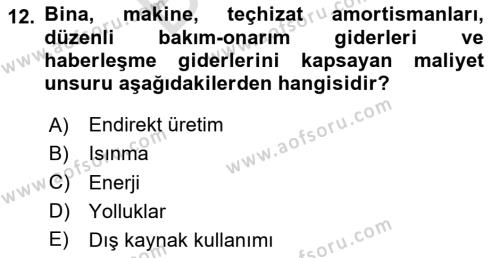 Sağlık İşletmeciliği 2 Dersi 2023 - 2024 Yılı (Final) Dönem Sonu Sınavı 12. Soru