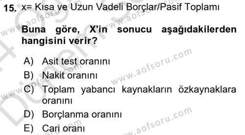 Sağlık İşletmeciliği 2 Dersi 2023 - 2024 Yılı (Final) Dönem Sonu Sınavı 15. Soru