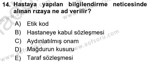 Sağlık İşletmelerinde Halkla İlişkiler Dersi 2020 - 2021 Yılı Yaz Okulu Sınavı 14. Soru