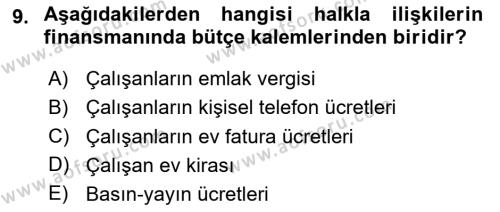 Sağlık İşletmelerinde Halkla İlişkiler Dersi 2020 - 2021 Yılı Yaz Okulu Sınavı 9. Soru