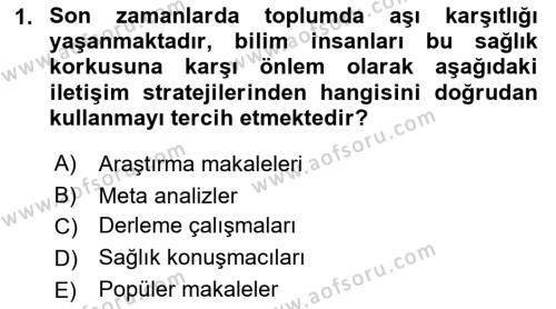 Sağlık İşletmelerinde Halkla İlişkiler Dersi 2021 - 2022 Yılı Yaz Okulu Sınavı 1. Soru