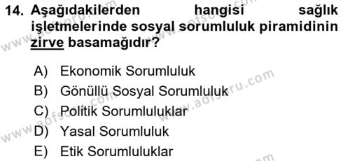 Sağlık İşletmelerinde Halkla İlişkiler Dersi 2021 - 2022 Yılı Yaz Okulu Sınavı 14. Soru