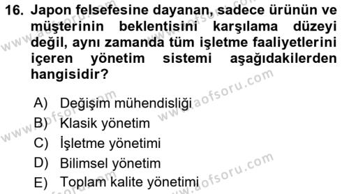 Sağlık İşletmelerinde Halkla İlişkiler Dersi 2022 - 2023 Yılı (Vize) Ara Sınavı 16. Soru