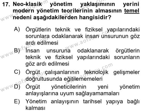 Sağlık İşletmelerinde Halkla İlişkiler Dersi 2022 - 2023 Yılı (Vize) Ara Sınavı 17. Soru