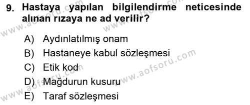 Sağlık İşletmelerinde Halkla İlişkiler Dersi 2022 - 2023 Yılı (Final) Dönem Sonu Sınavı 9. Soru