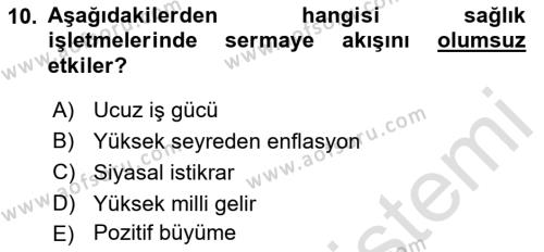 Sağlık İşletmelerinde Halkla İlişkiler Dersi 2022 - 2023 Yılı Yaz Okulu Sınavı 10. Soru