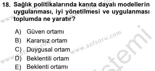 Sağlık İşletmelerinde Halkla İlişkiler Dersi 2022 - 2023 Yılı Yaz Okulu Sınavı 18. Soru