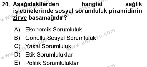 Sağlık İşletmelerinde Halkla İlişkiler Dersi 2022 - 2023 Yılı Yaz Okulu Sınavı 20. Soru