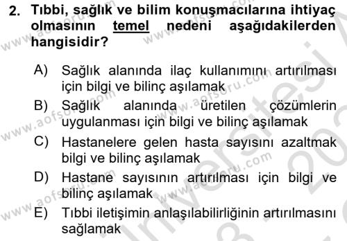 Sağlık İşletmelerinde Halkla İlişkiler Dersi 2023 - 2024 Yılı Yaz Okulu Sınavı 2. Soru