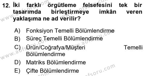 Sağlık İşletmelerinde Yönetim Dersi 2021 - 2022 Yılı (Vize) Ara Sınavı 12. Soru