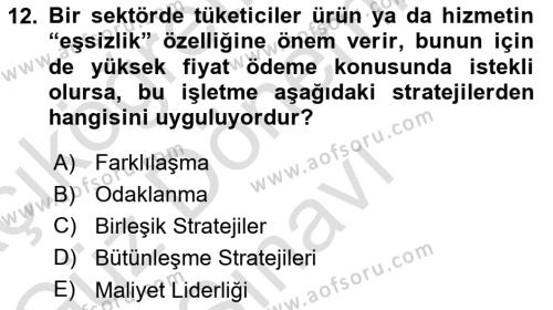 Sağlık İşletmelerinde Yönetim Dersi 2021 - 2022 Yılı (Final) Dönem Sonu Sınavı 12. Soru