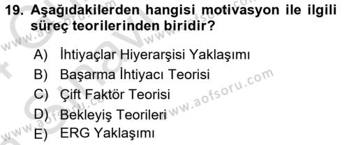 Sağlık İşletmelerinde Yönetim Dersi 2023 - 2024 Yılı (Vize) Ara Sınavı 19. Soru