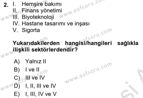 Sağlık İşletmelerinde Yönetim Dersi 2023 - 2024 Yılı (Vize) Ara Sınavı 2. Soru