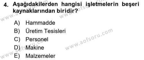 Sağlık İşletmelerinde Yönetim Dersi 2023 - 2024 Yılı (Vize) Ara Sınavı 4. Soru