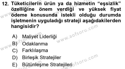 Sağlık İşletmelerinde Yönetim Dersi 2023 - 2024 Yılı (Final) Dönem Sonu Sınavı 12. Soru