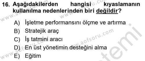 Sağlık İşletmelerinde Yönetim Dersi 2023 - 2024 Yılı (Final) Dönem Sonu Sınavı 16. Soru