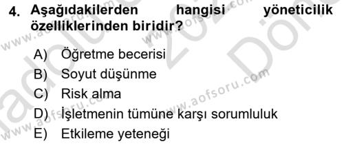 Sağlık İşletmelerinde Yönetim Dersi 2023 - 2024 Yılı (Final) Dönem Sonu Sınavı 4. Soru