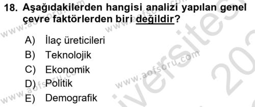 Sağlık İşletmelerinde Yönetim Dersi 2023 - 2024 Yılı Yaz Okulu Sınavı 18. Soru