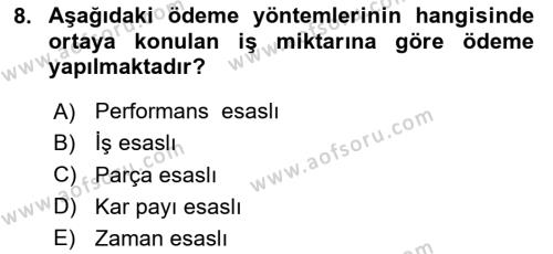 Sağlık İşletmelerinde Yönetim Dersi 2023 - 2024 Yılı Yaz Okulu Sınavı 8. Soru