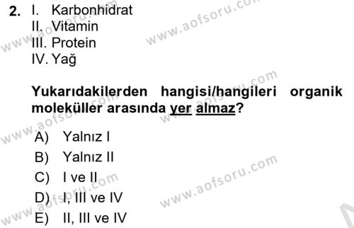 İnsan Beden Yapısı Ve Fizyolojisi Dersi 2024 - 2025 Yılı (Vize) Ara Sınavı 2. Soru