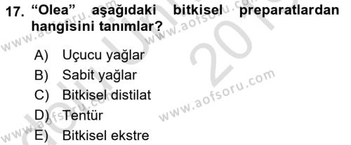 Temel İlaç Bilgisi Ve Akılcı İlaç Kullanımı Dersi 2018 - 2019 Yılı 3 Ders Sınavı 17. Soru