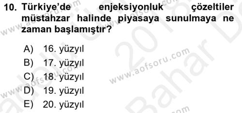 Temel İlaç Bilgisi Ve Akılcı İlaç Kullanımı Dersi 2018 - 2019 Yılı (Vize) Ara Sınavı 10. Soru