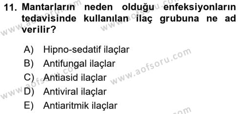 Temel İlaç Bilgisi Ve Akılcı İlaç Kullanımı Dersi 2018 - 2019 Yılı (Vize) Ara Sınavı 11. Soru