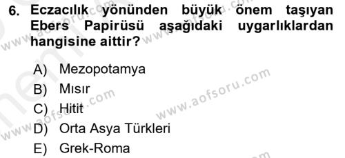 Temel İlaç Bilgisi Ve Akılcı İlaç Kullanımı Dersi 2018 - 2019 Yılı (Vize) Ara Sınavı 6. Soru