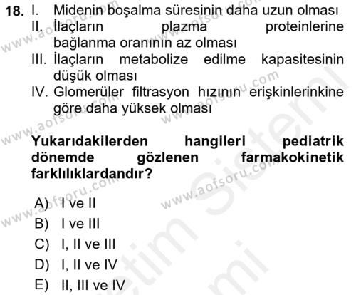 Temel İlaç Bilgisi Ve Akılcı İlaç Kullanımı Dersi 2018 - 2019 Yılı (Final) Dönem Sonu Sınavı 18. Soru